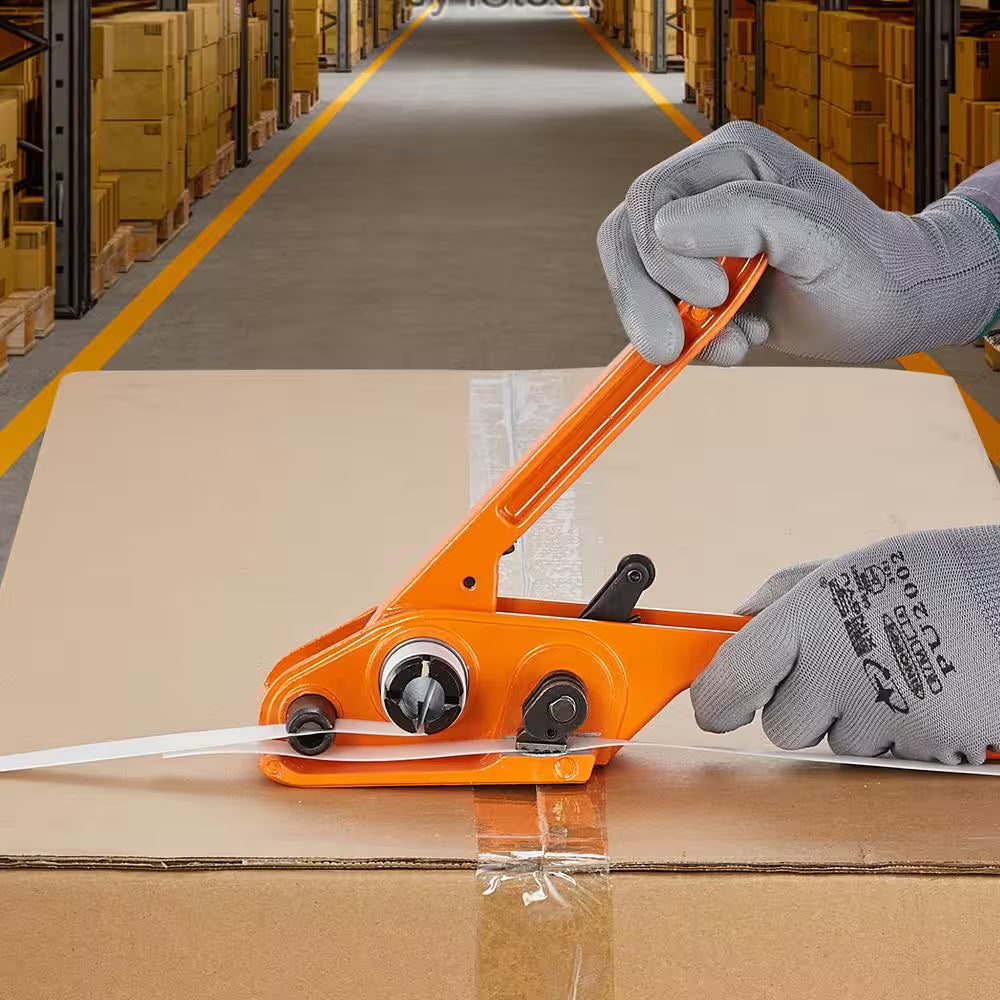 Packaging Strapping Banding Kit with Strapping Tensioner Tool, Banding Sealer Tool, 1000 Ft. PET Band, 300 Metal Seals