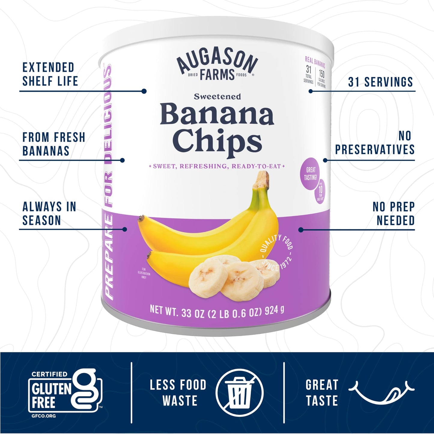 Augason TMH1 Farms Sweetened Banana Chips Can, Emergency Food Supply, Everyday Meals, 31 Servings (Packaging May Vary)