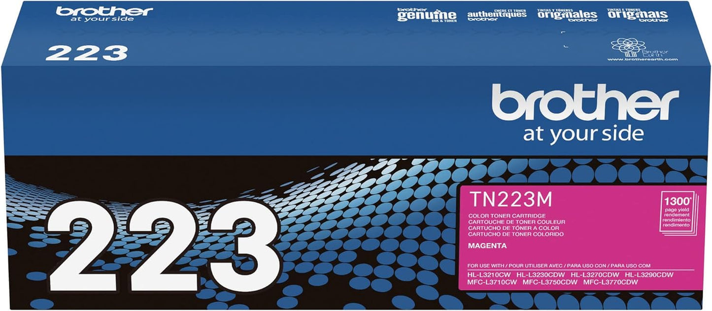 Genuine TN223M Standard Yield Magenta Toner Cartridge (TN223 Series) (For Use with HL-3210CW, HL-3270CDW, HL-3230CDN, MFC-L3770CDW, MFC-L3750CDW Printers