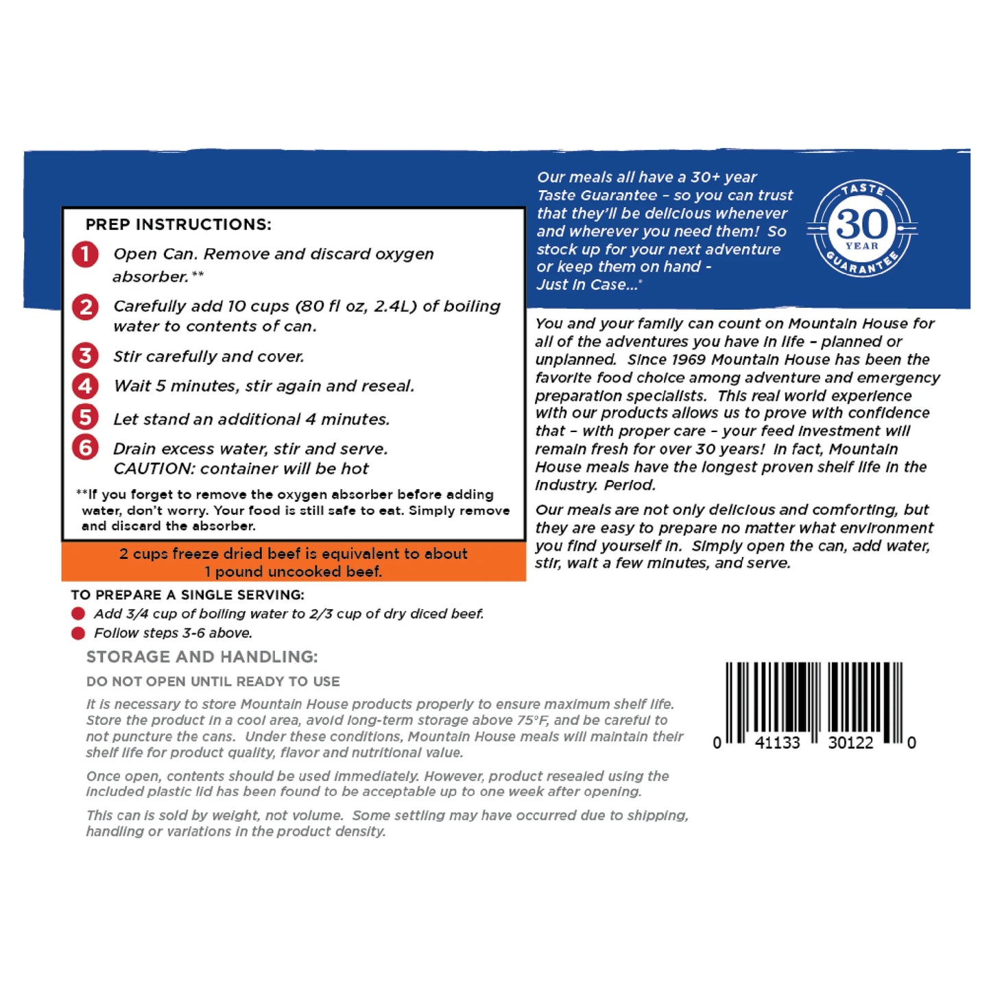 Diced Beef | Freeze Dried Survival & Emergency Food for Camping Hiking and Backpacking | #10 Can | Gluten-Free- 1 Can