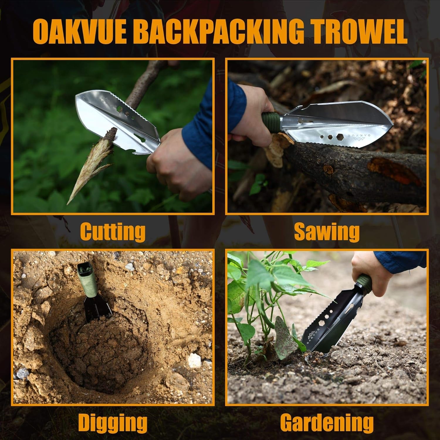 Backpacking Trowel – Lightweight Shovel for Camping, Hiking, Backpacking, Gardening – Compact Survival Multitool with Carrying Sheath