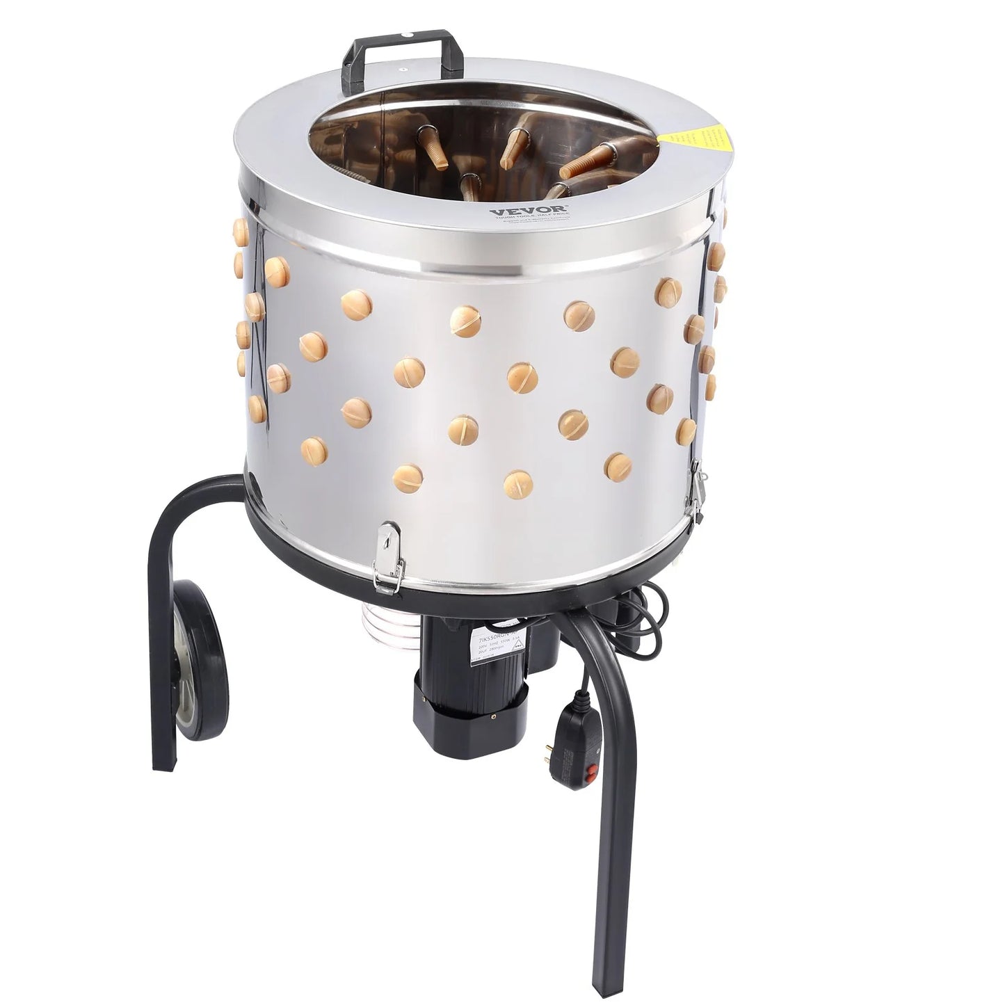 VEVOR Chicken Plucker Machine, Feather Plucker with 20-Inch Stainless Steel Drum, Defeathering Equipment with 108 Soft Fingers, Simple Debris Collection, 500W High Power Poultry Plucking