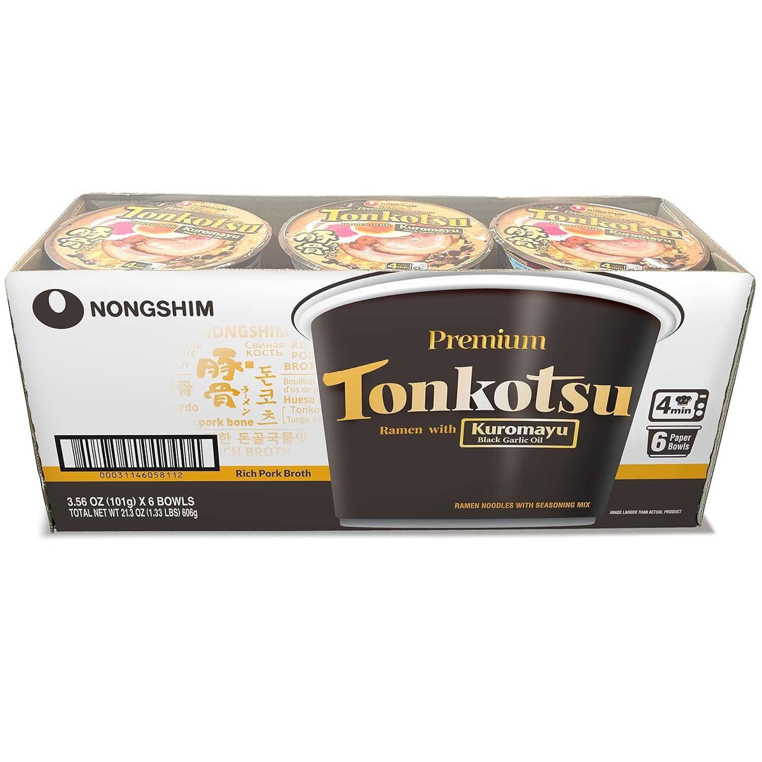 Tonkotsu Ramen with Kuromayu Noodle Big Bowl, 3.56 Ounce (Pack of 6)