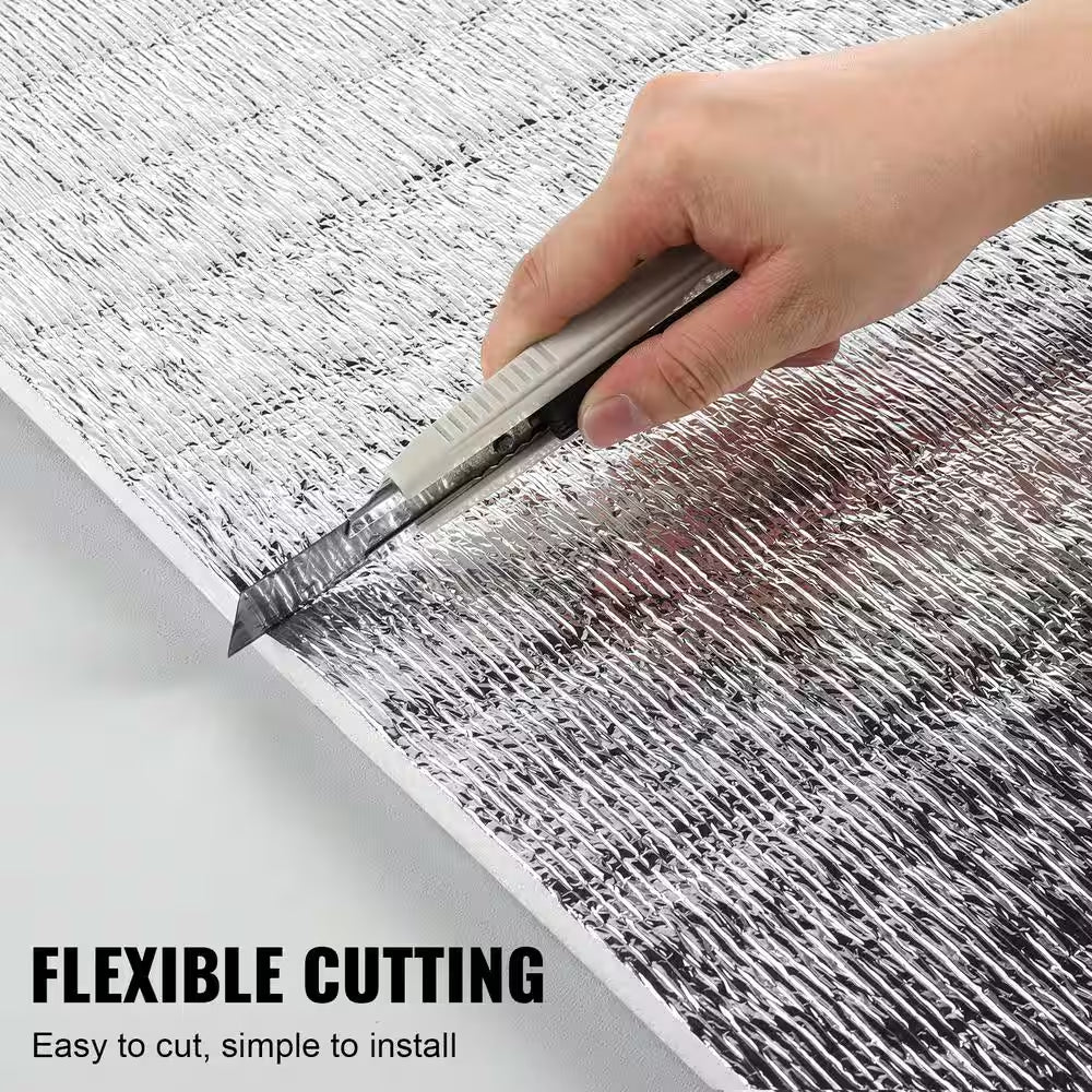 Double Reflective Insulation Roll 48 In. X 25 Ft. Foam Core Radiant Barrier 15.1 Mm Double-Sided Aluminum Foil EPE