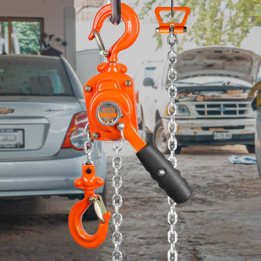 1/2 Ton Manual Lever Chain Hoist 5 Ft. Long Chain Hoist with 360° Rotation Hook and Double-Pawl Brake