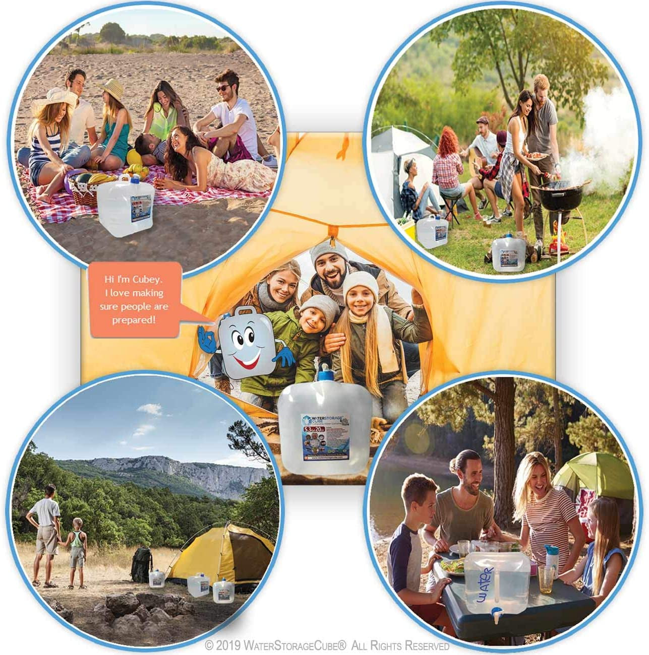 BPA Free Collapsible Water Container with Spigot, Camping Water Storage Carrier Jug for Outdoors Hiking Backpack & Survival Kit, Foldable Portable Water Canteen 1.3/2.6/5.3 Gallon