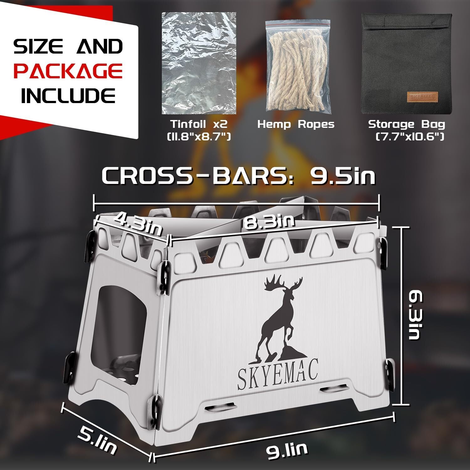 Camping Wood Burning Stove Portable - Folding Collapsible Backpacking Stainless