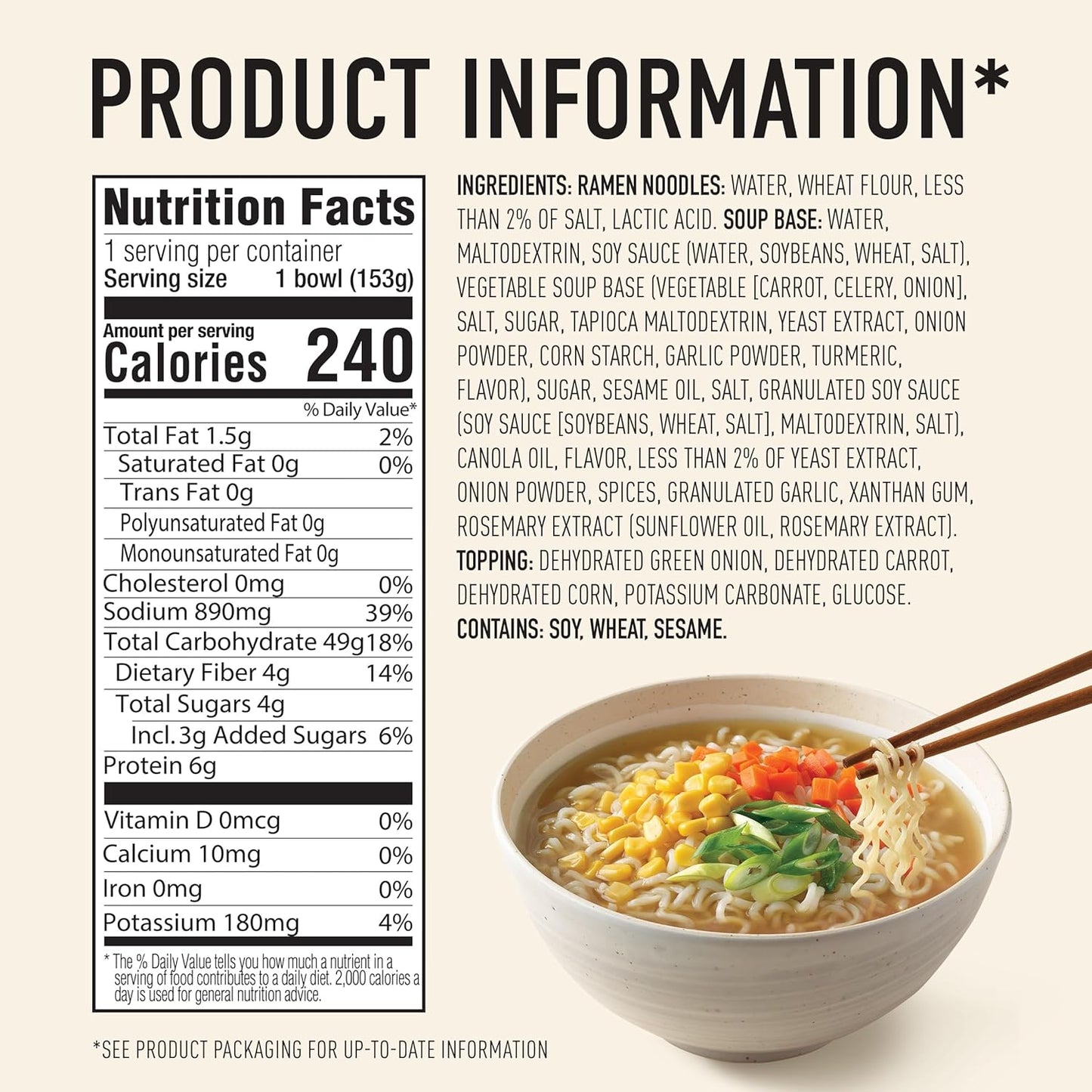 Japanese Style Shoyu Ramen Soup Bowl, Non GMO, 5.4 Ounces (Pack of 6)