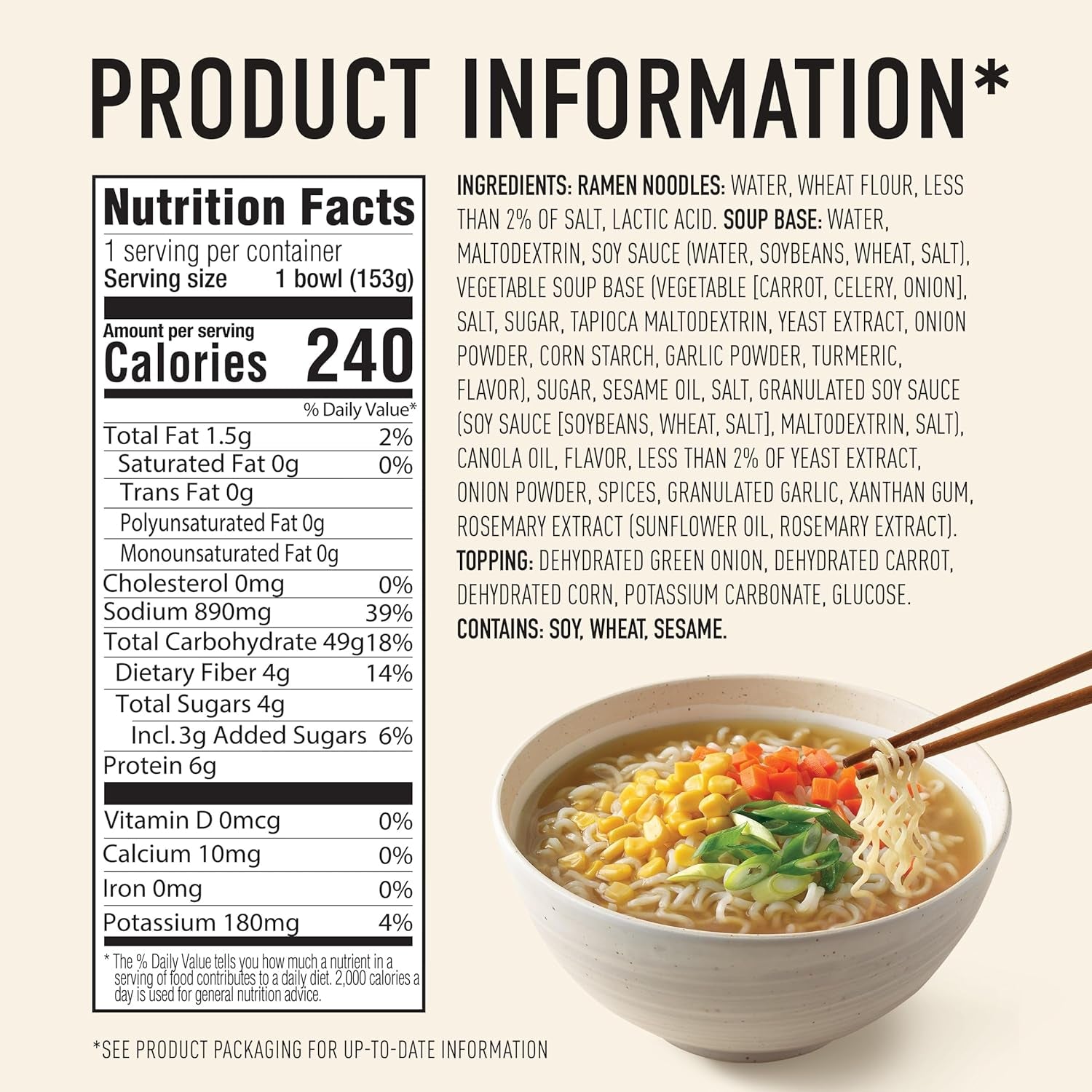Japanese Style Shoyu Ramen Soup Bowl, Non GMO, 5.4 Ounces (Pack of 6)