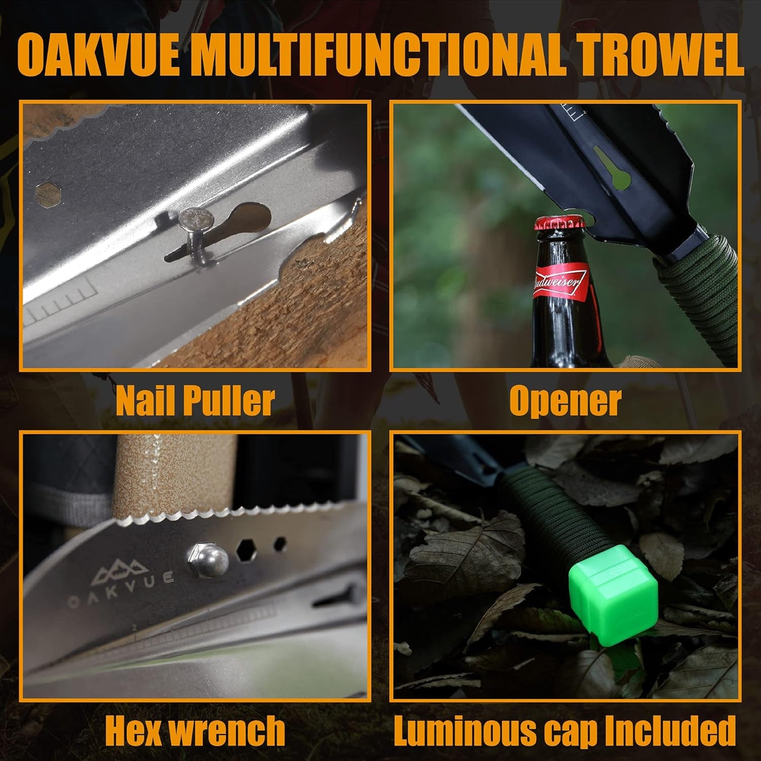 Backpacking Trowel – Lightweight Shovel for Camping, Hiking, Backpacking, Gardening – Compact Survival Multitool with Carrying Sheath