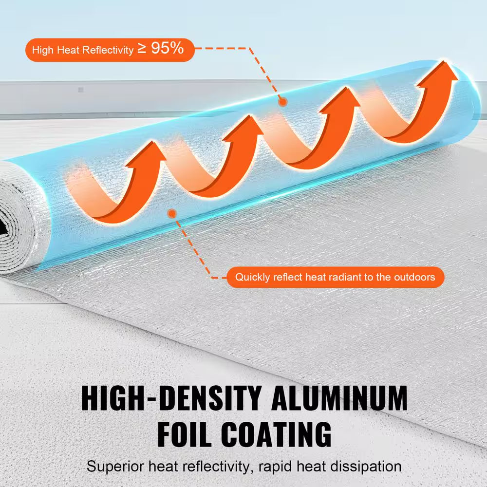 Double Reflective Insulation Roll 48 In. X 10 Ft. Foam Core Radiant Barrier 3.2 Mm Double-Sided Aluminum Foil EPE