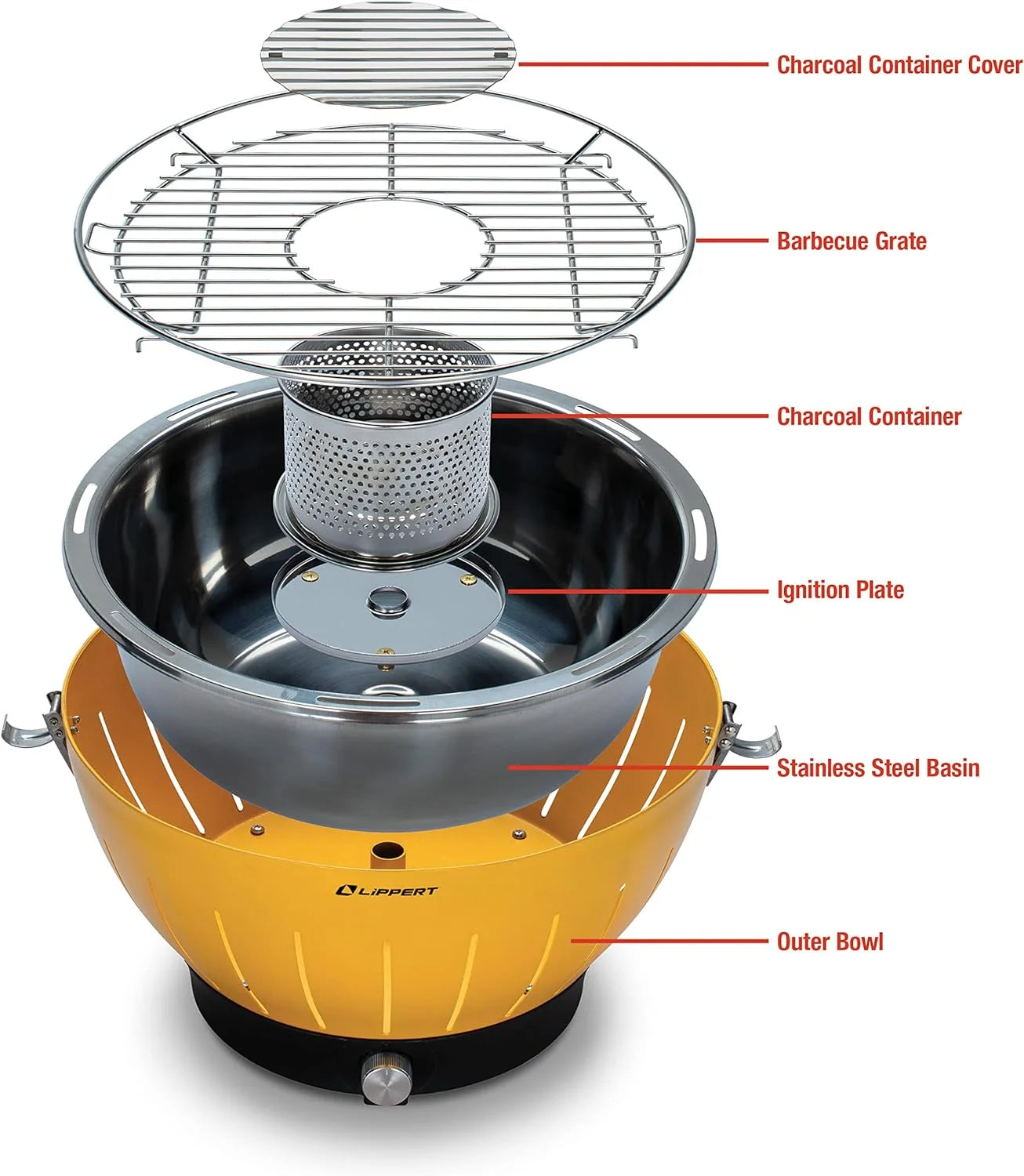 Components Odyssey 22” Charcoal Portable Grill, Lightweight and Durable Design