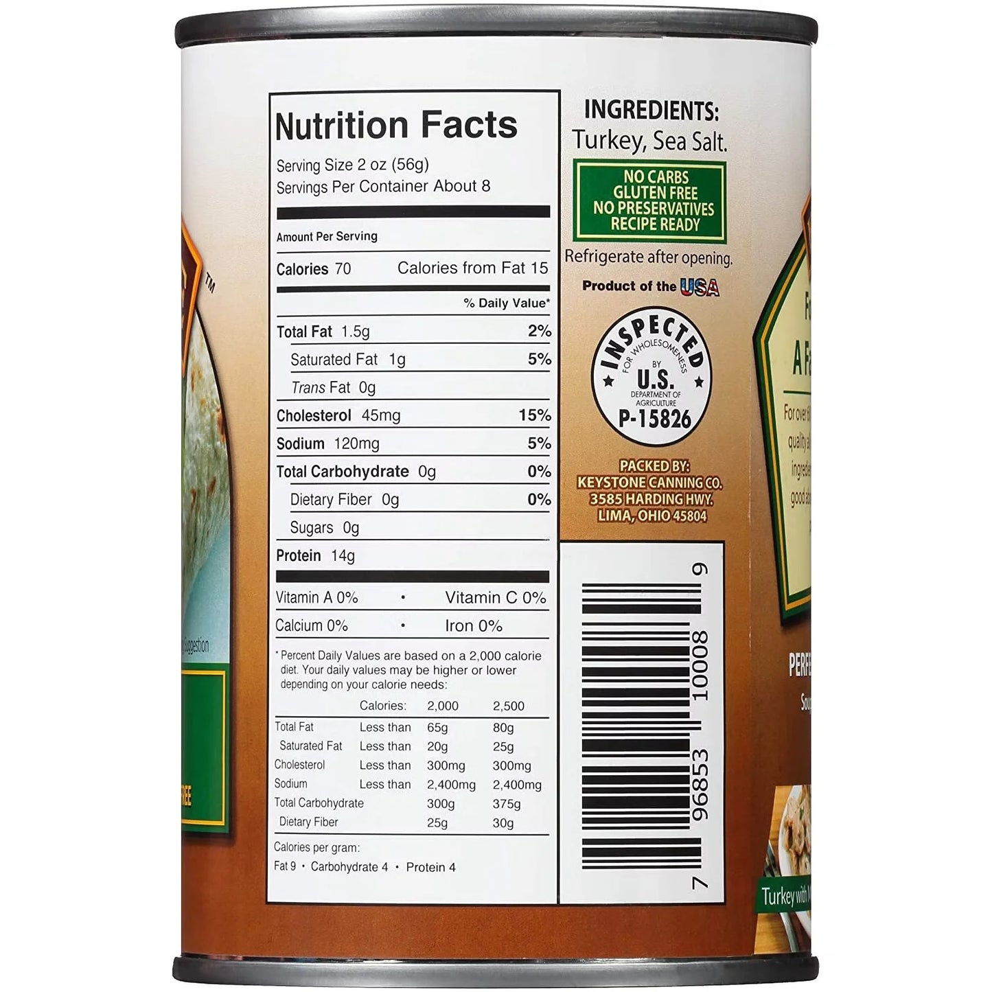 (3 Pack)  All Natural Turkey 14.5 Oz Can Emergency Survival Food for Camping Hiking and Backpacking Ready to Eat