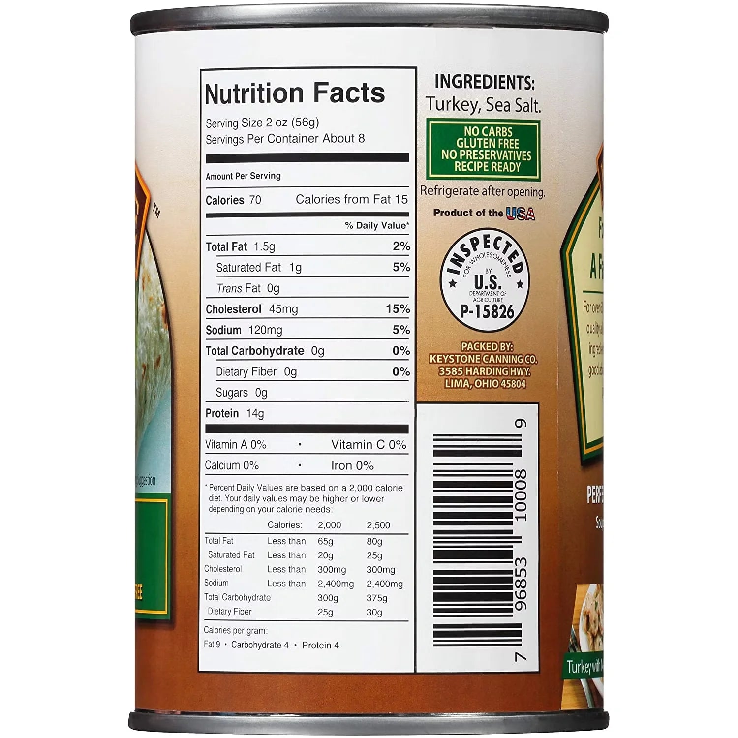 (3 Pack)  All Natural Turkey 14.5 Oz Can Emergency Survival Food for Camping Hiking and Backpacking Ready to Eat