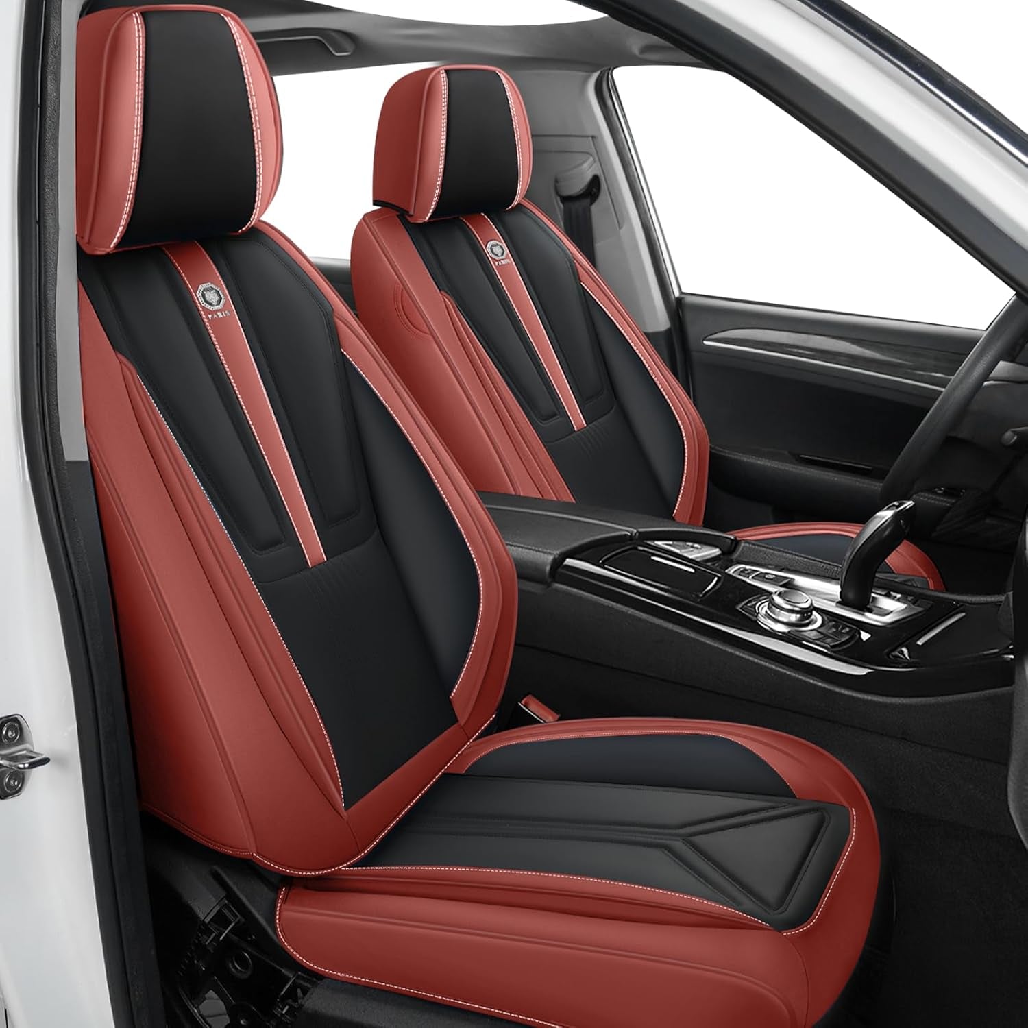 Front Seat Covers for Acura MDX 2001-2025, Premium Car Seat Protectors,Waterproof Non-Slip Seat Cushion,Luxury Automotive Interior Accessories Covers(2 Front Set, Black-Red)